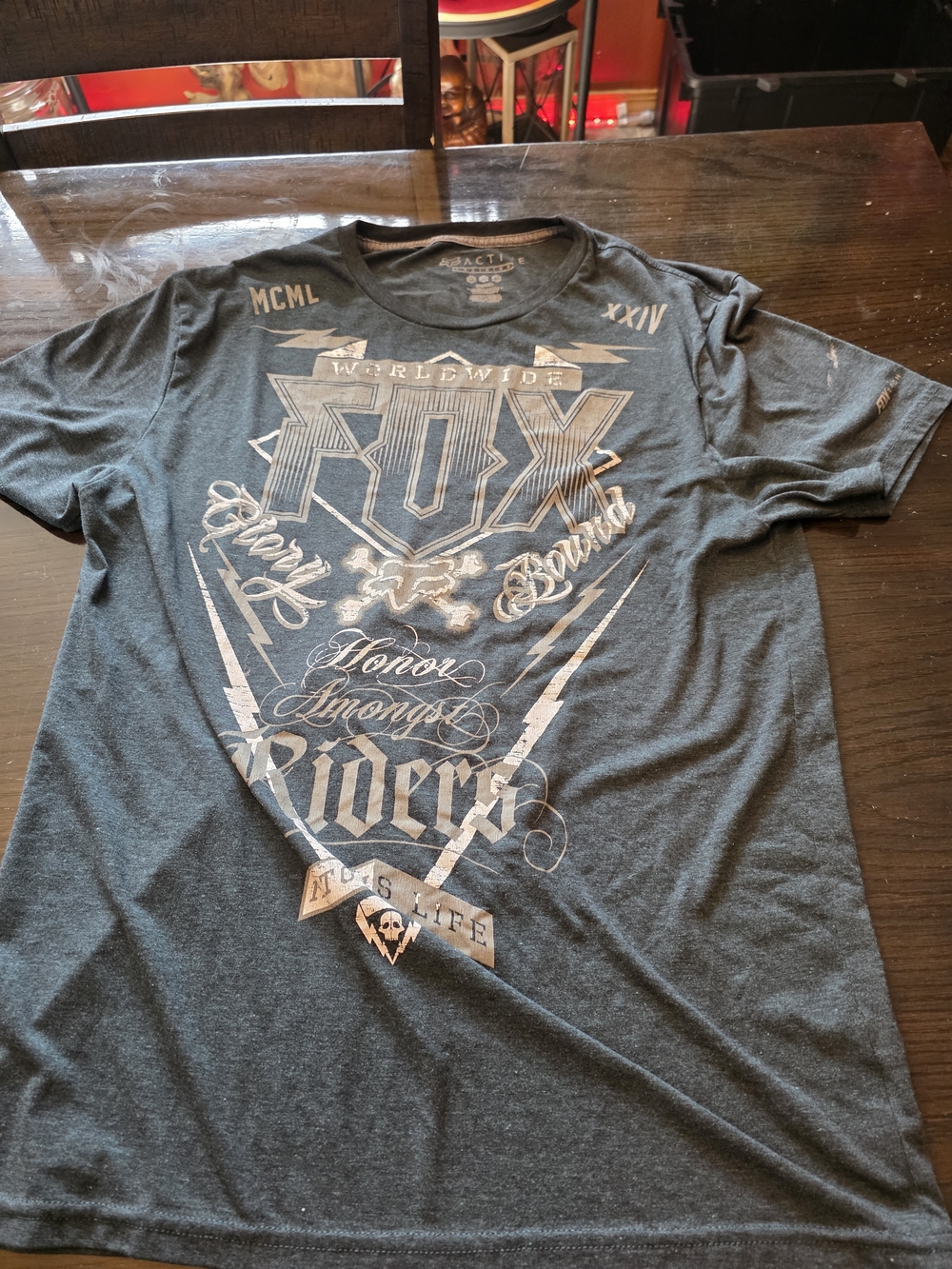 Fox Dark Gray Graphic Short Sleeve Tee with Rider Print